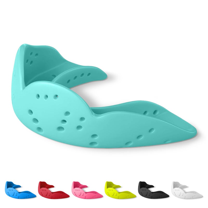 SISU Aero Small Mouthguard, Awesome Aqua - 30% Stronger Protection for Lacrosse, Football, Hockey, Roller Derby, Team Sports - Remoldable Up to 20 Times - Ultra Slim - Non Toxic - Image 1